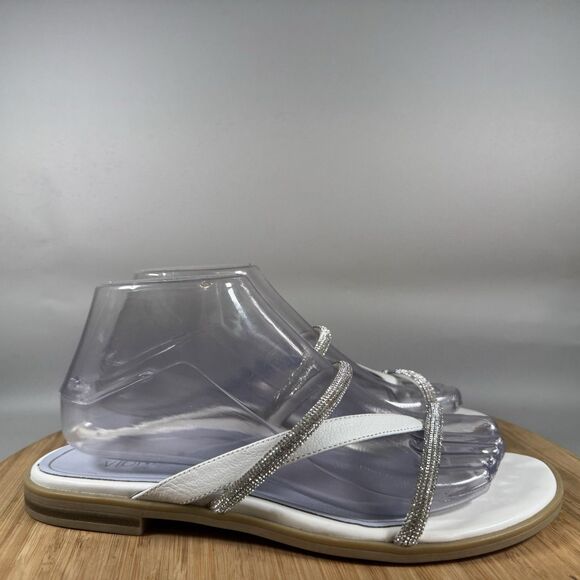 VIONIC PRISM White Silver Rhinestones Shimmer Orthopedic Sandals Sz 8M - Picture 1 of 6